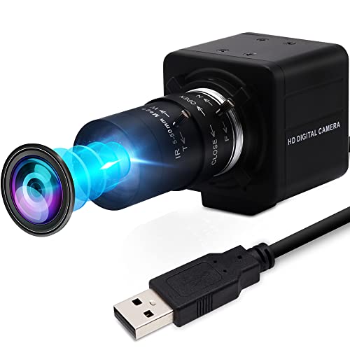 ELP 2 MP USB Webカメラ、260 fps 5-50 mmズーム手動フォーカスWebカメラレンズ付き、1080 P USBカメラ、CMOS OV 4689センサー付き、プラグアンドプレイUSBコンピュータWebカメラ、プロストリーミング/オンライン教育/ズーム/Skype用
