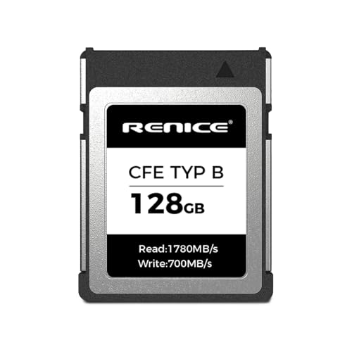 RENICE CFexpress Type B 128GB 高性能 メモリーカード 最大読み出し1780MB/s 最大書き込み700MB/s PCIe Gen3.0x2 NVMe 1.3 超低消費電力 4K/6K録画対応 for EOSR3 R5 R5C C300 1DX C500 Z9 Z7II Z6II Z7 Z6 D5 D850 D500 X-H2S