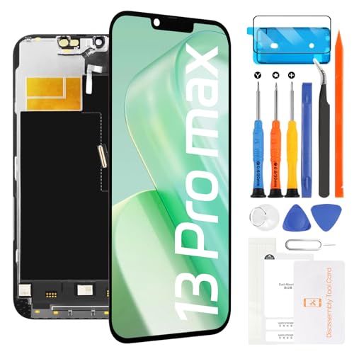 A-MIND For iPhone 13 Pro Max 液晶パネル 画面交換修理用 タッチパネルセット 6.7 インチ A2643, A2484, A2641, A2644, A2645 液晶パネル ガラス スクリーン修理パーツ デジタイザ 修理工具セット付き+保護フィルム+防水シール付き