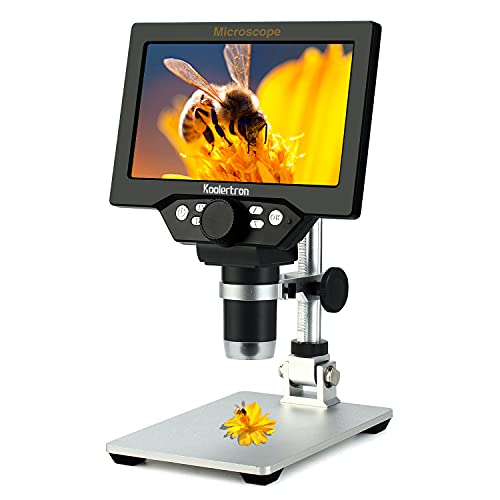 Koolertron デジタル顕微鏡 9インチLCD マイクロスコープ 電子顕微鏡 12MP 1-1600X倍率 充電式 5000mAhリチウム電池搭載 8個LEDライト 標本観察/昆虫観察/宝石鑑定/回路基板修理 子供&大人用 実験用