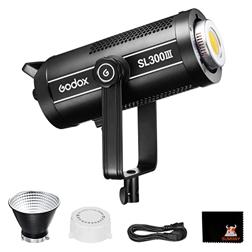 Godox SL300III 330W(MAX.) LED ビデオ写真撮影用ライト、Bowens マウントの写真撮影用スタジオ ライト、連続出力照明、8 つのプリセット照明効果サイレント モード (SL-300WIII)