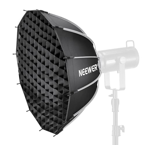 NEEWER 65cm パラボラソフトボックス ライトボックス 放物線 傘型 クイックセットアップ 折りたたみ Bowensマウント ディフューザー/グリッド/バッグ付き ビデオ/ライト/ストロボ用 コンパチブル CB60 CB200B MS60C MS150B S101 Vision 4 Q4