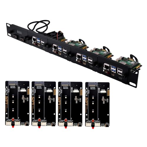 GeeekPi 19in 1U 仕合わせマウント Raspberry Pi 5用 PCIe to M.2 NVMe SSDアダプタ4個 OLED見せびらかす 19inサーヴァー仕合わせ相応う