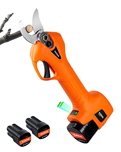 軽量880g電気剪定ばさみ Kebtek コードレス 充電式剪定ばさみ 16.8V 切断径25mm 軽快 持ち運び便利 電動バサミ プロ 剪定鋏 園芸/庭木/果樹/農家太枝切り 2000mAhリチウムバッテリー2個付き 日本語取扱説明書付き 品番YDN-B007
