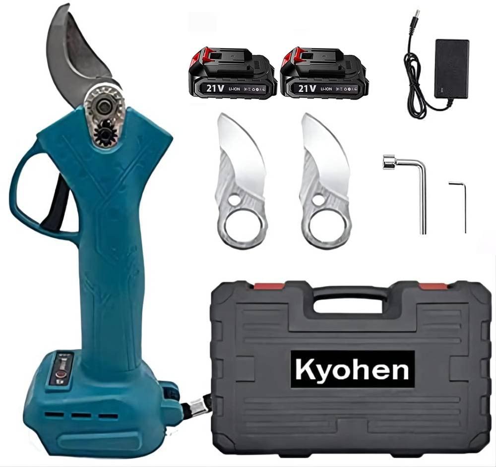Kyohen 申し受ける式切り下げるばさみ 電動ハサミ 蓄電池２個＆替え刃２枚嘱する 枝切り切り下げるばさみ マキタ18V蓄電池 相応う能力のある 庭木/枝切り/成り物用 切り下げる鋏 園芸用切り下げる物の具 切りはなす枝径30粍 軽さ デニング 庭木 植木 盆栽 枝 園芸苑地物の具 コードレス