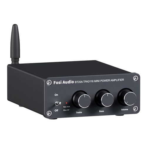 Fosi Audio BT20A Bluetooth 5.0 力強さアンプリファイアー 2.0CH ステレオ オーディオアンプリファイアー 100W*2 TPA3116 受信システム 2通信路 ミニ Hi-Fi 社会階級D 低音部と高周波抑えつける 身寄り金棒引き用(ワット数付き添い人)