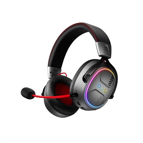 OXS Storm G2 ワイヤレスゲーミングヘッドセット、7.1バーチャルサラウンドサウンド、3 EQ流行り物、2.4G低繰り延べる、50粍１番ウッド、40Hプレイタイム、RGBともし火、Bluetooth 5.3、マイコン、コンソール、可動性相応う、黒いこと、Gaming