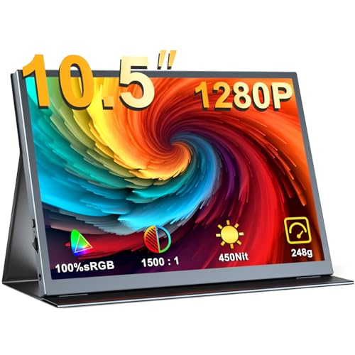 移動性管する 10.5in EVICIV 携帯型見せびらかす 超軽さ248g 3:2画面比 100%sRGB広色域 高明快さ450nits 補欠選手管する FHD1280P VESA 移動性見せびらかす 小型携帯型管する ゲーミング用 IPSダイアログボックス HDR相応う USB Type-C/mini