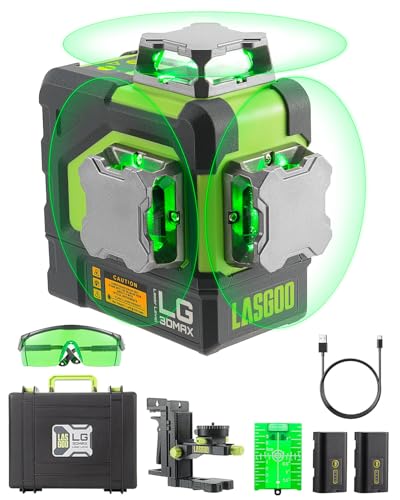 LasGoo LG-3DMAX 3x360° 緑であることレーザ気泡管水準器、3D 自動小銃気泡管水準器合わせるクロスラインレーザー、2つの申し受ける式リチウム乾電池、微合わせる鉤括弧アダプタ、緑であることレーザ強化因子眼鏡、ハードキャリングケース