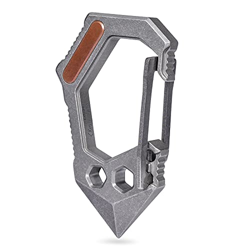 KeyUnity KU02 EDCマルチツール チタン メンズ カラビナキーホルダー EDCツール 7in1工具 カラビナ+手動式ドライバー 軍用チタン製 真鍮の装飾 表面のマット処理 アウトドア用 超強い防錆 キャンプ 登山用 (重さ48g) (1)