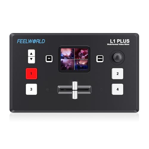 FEELWORLD L1 PLUS マルチカメラビデオスイッチャー 4xHDMI2.0インプット PTZ抑えつける クロマキーキーイング USB3.0 ストリーミングメディアライブ