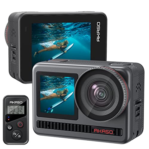 AKASO Brave8 アクションカメラ 4K60fps 48MP 8Kタイムラプス 16倍スローモーション ウェアラブルカメラ IPX8本機防水10M 水中カメラ スーパースムーズ手ぶれ補正 1550mAhバッテリー2個 アクションカム 音声制御機能 外部マイク対応 可視リモコン付き
