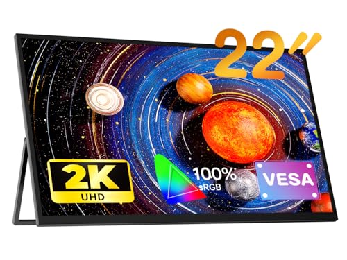 UPERFCET 可動性管する 22in 可動性見せびらかす 2K 持ちはこび管する VESA相応う 携帯型管する 大画面非光輝 広色域 大型 補欠選手管する 独立独歩型照明ランプ ゲーミングモニター IPS液晶ダイアログボックス USB Type-C/Mini HDMI末つ方/Micro USB-B