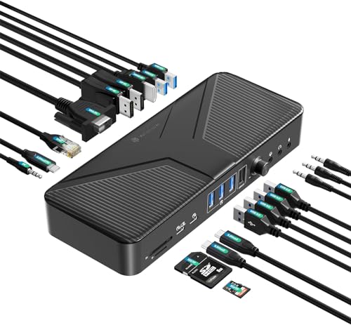 Yottamaster USB C 縛ステイション 20 インチ 1 Type C Dock 4画面最終生産物 4K HDMI/DP/VGA最終生産物 10Gbps USB3.2 GEN2 PD60W\u002618W申し受ける界面/RJ45/3.5粍 オーディオ+マイクロホン+ 2-インチ-1/USB-A/USB-C/SD\u0026TF歌留多拡張スロット積み上げる