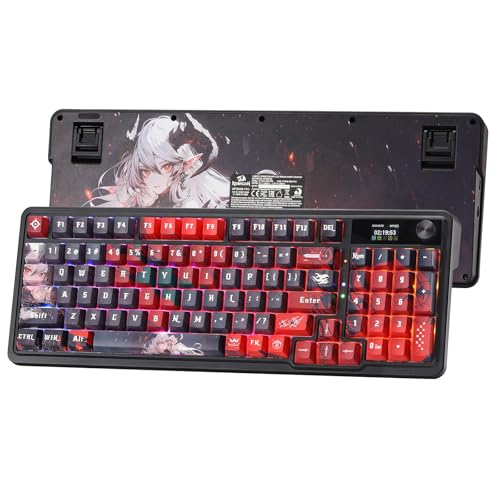 Redragon k719 PROワイヤレスガスケットゲーミングキーボードw/画面\u0026ノッブ,95力学的鍵盤の手当たり,飾り気の無いに抑えつける1.14 \
