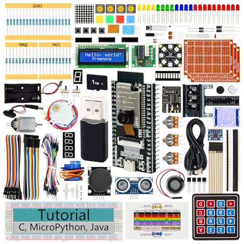 Freenove ESP32 Kit Dev CAM Board Ultimate Starter Kit, デュアル中核グループ 32 ビット 240 MHz マイクロ制御装置, オンボードカメラ 無線LAN + BT, 795 ペイジの指導, Python C java 吊りひも, 122 事業計画, 240 個条書