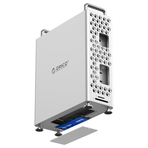 ORICO MiniPro アルミニウムドッキングスタンド for Mac mini M4、5-IN-1 USB-Cこしき10Gbps弾丸道路伝える、ホンブルグ帽ケイ素樹脂内蔵、物の具不必要備え付ける、Mac mini M4/M4 Pro用添え物