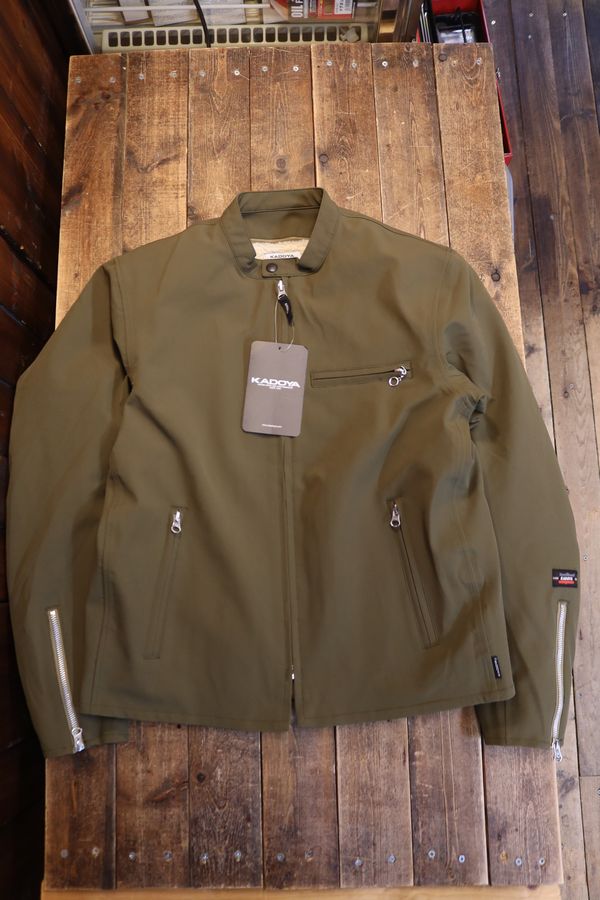 KADOYA(カドヤ)　K'S LEATHER＆K'S PRODUCT　EURUS-CFT / カーキ　ユーラスｰCFT　裏地着脱式　防寒ライダース　プロテクター収納袋付き