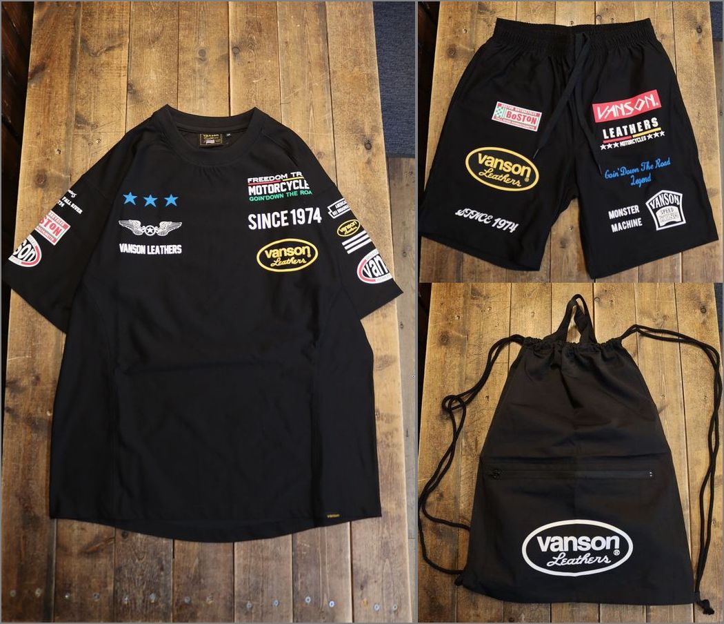VANSON バンソン NVSU-2601 トレーニングウエア＆パンツ ナップザックが付属 ブラック