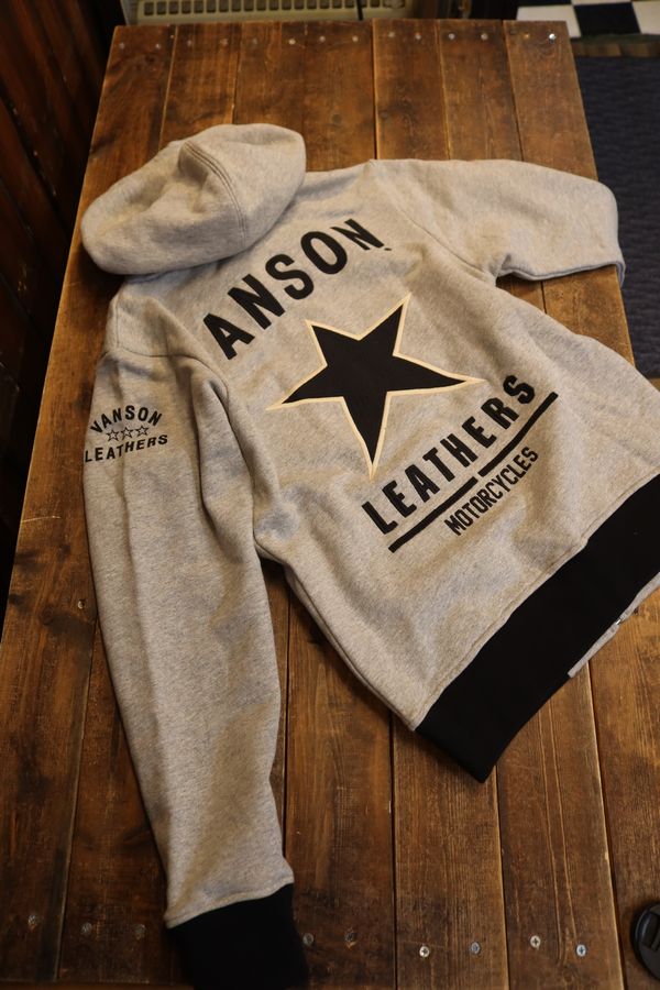 【VANSON】NVSZ-2402 裏毛フルジップパーカー　ワンスター　小さいサイスも有り　カラー：グレー　サイズ：XS,S,M,L,XL,XXL（ユニセックス)