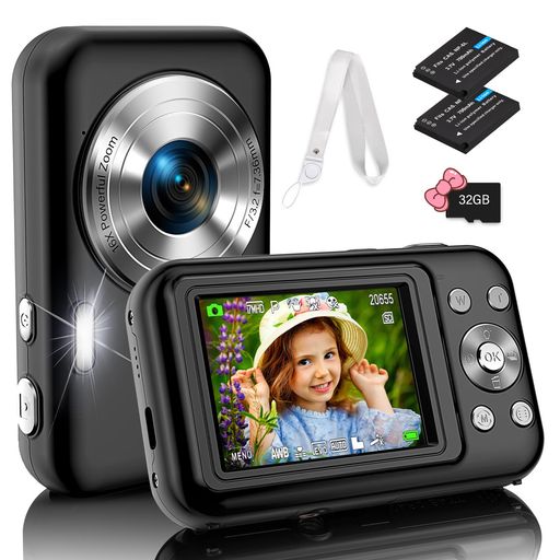 BofypooデジタルカメラデジカメMicroSDカード付属長いストラップ付き4400万画素HD1080P録画16倍ズーム2.4インチIPSスクリーンビデオ録画ウェブカメラ多機能カメラ使いやすい軽量小型(ダークブ…
