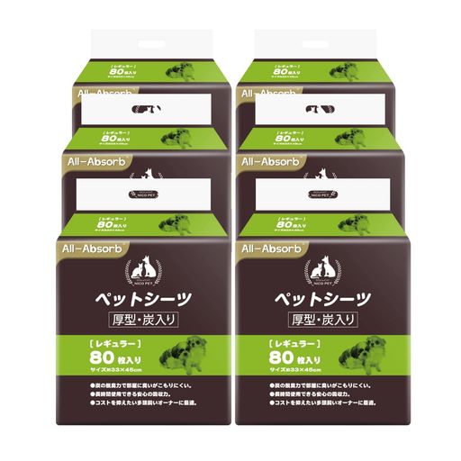 HONEYCARE 愛玩動物敷き妙 厚型 炭入り口・入口消臭 炭素腰かけ 足ヌレ押しとどめる 犬用 猫用 室内用便器腰かけ レギュラー80枚*6袋 480枚入り口・入口