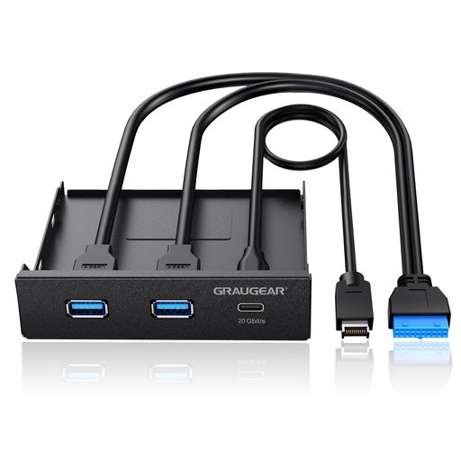 GRAUGEAR3.5’’インチベイ対応PCマルチフロントパネルに搭載3ポートハブ20GbpsUSB3.2Gen2x2Type-CUSB-Cポート、USB3.0コンピューター用