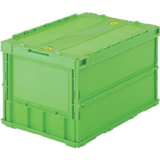 トラスコ中山(TRUSCO) 薄型折りたたみコンテナ 収納ケース 収納ボックス 5個【ケース販売】 529X364X70mm ロックフタ付 50L グリーン TR-C50B-GN|HiT Creations