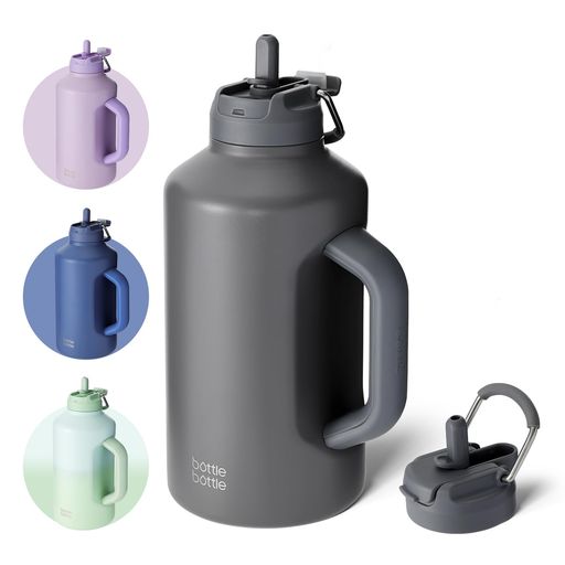 BOTTLEBOTTLE1.8L水筒ステンレス保温保冷ハンドル付きジャグ二重ステンレス構造便利な持ち手付き2WAY飲み口ストロー飲み直飲み両用アウトドア旅行オフィスWorkoutSportsBaseball