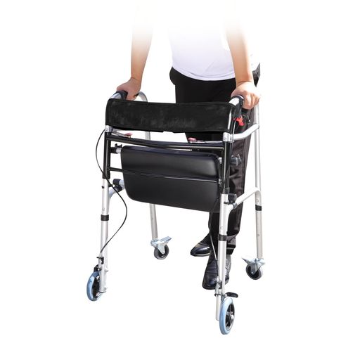 lefeke歩行器折りたたみ歩行車室内室外兼用立ち上がり補助ブレーキ付アルミ製介護リハビリ5段高さ調整可能高さ80~90cmキャスター付き背もたれクッション付耐荷重150KGストッパー付きお年…
