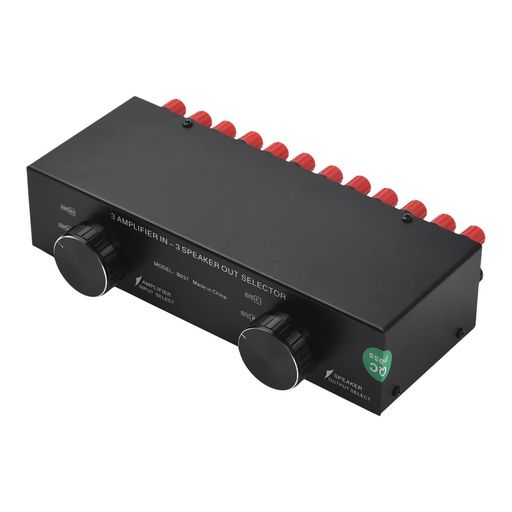 AMPスピーカーセレクタースイッチ、ホームオーディオシステム用の掘り割り300W 1チャンネルパワースピーカースプリッター、3分の3 OUTスイッチャーセレクタープラグアンドプレイ、ステレ…