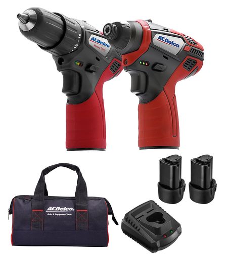 ACDelco G12 10.8V充電式 電動ドリル&電動インパクトキット コードレス 3/8&rdquo; ドリルドライバー & 1/4&rdquo; インパクトドライバー LEDライト内蔵 リチウム電池2個 キャンバスバッグ無料付属 DIY家具&hellip;｜HiT Creations