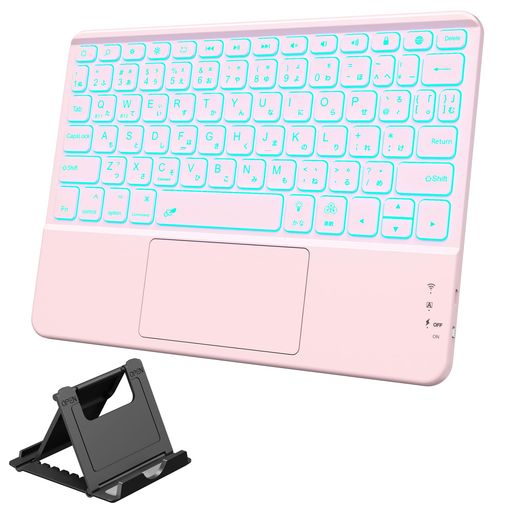 HETHOTipad用キーボード-7色バックライトBluetoothJIS日本語配列スタンド付きタッチパッド搭載2台のiOSデバイス切り替え可能タブレットキーボードiPad/iPhone対応無線静音Type-C充電式薄型