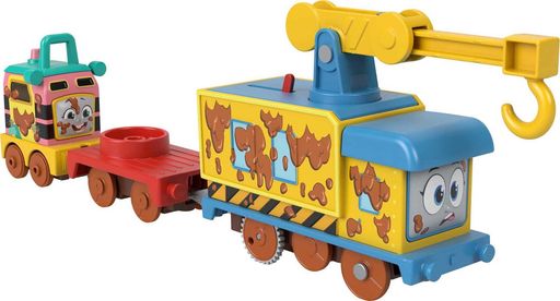 きかんしゃトーマスおもちゃ車両セットMuddyFix’EmUpFriendsバッテリー駆動式カーリー・ザ・クレーン&サンディ・ザ・レールスピーダー対象年齢3歳以上
