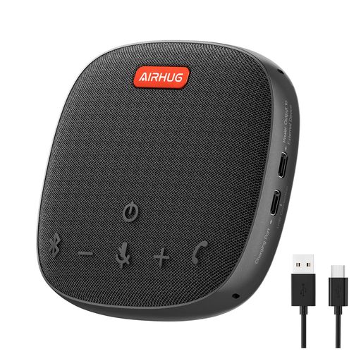 AIRHUGスピーカーフォンスピーカーマイク会議用Bluetooth対応USB-C接続360?全方向集音エコーキャンセリング機能Web会議スピーカーオンライン会議テレワーク在宅勤務