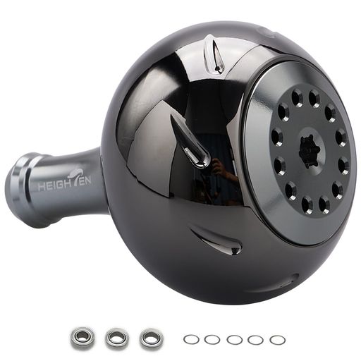 HEIGHTEN45mmパワーリールハンドルノブ4色シマノ(Shimano)Bタイプダイワ(Daiwa)Lサイズ通用AuroraSeries(ブラック&ガンメタル)(HT13604)