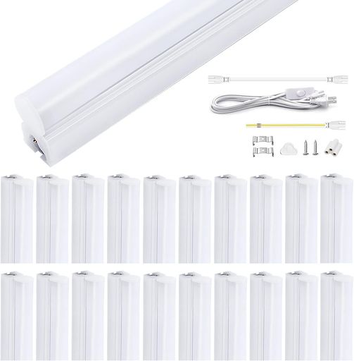 【Alewell最新節電型】昼光色高効率照明LED蛍光灯器具一体式40W型T5直管120cm6000K14W省エネ2600LM照明器具電気代約60%カット広配光低発熱ノイズなしPSE済(昼光色-120cm-20本)
