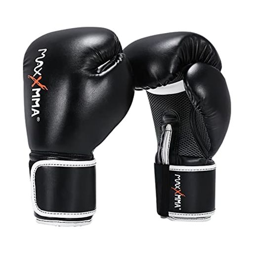 MaxxMMAボクシンググローブパンチンググローブ通気性キックボクシング総合格闘技パンチンググローブサンドバッグMMAトレーニンググローブ(12ozブラック)