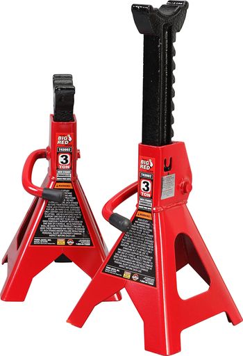 BIGREDジャッキスタンド3t2個セットリジットラック高さ12段階調整可能最低位285mm/最高位425mmジャッキ馬スチール製タイヤ交換耐荷重3トンレッドTJ43202