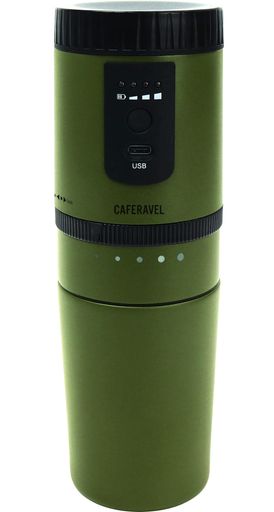 エステ叫び泣き(Estale)珈琲製造会社電動式一人分キャンプアウトドアにオールインワンcaf・・ravel(豆を挽く、ドリップ、飲むこれ一台で)オリーブ緑であることMEK-A107OG