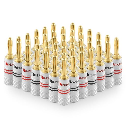 Nakamichiバナナプラグbananaplugs24K金メッキスピーカーケーブルコネクターアルミメタルシェル12AWG-18AWGゲージサイズ4mm(48個(24ペア)バナナプラグ)