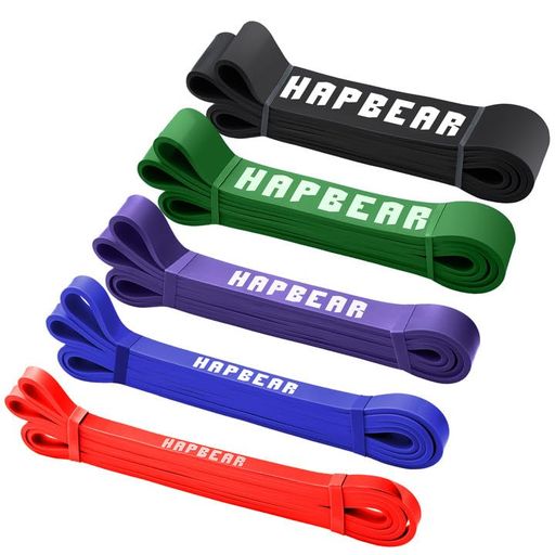 HAPBEARトレーニングチューブ懸垂補助バンドレジスタンスバンド5レベル筋トレ用ゴムチューブレジスタンスバンドフィットネスバンド男女兼用自宅トレダンベル代用非滑り耐久性5本セット…