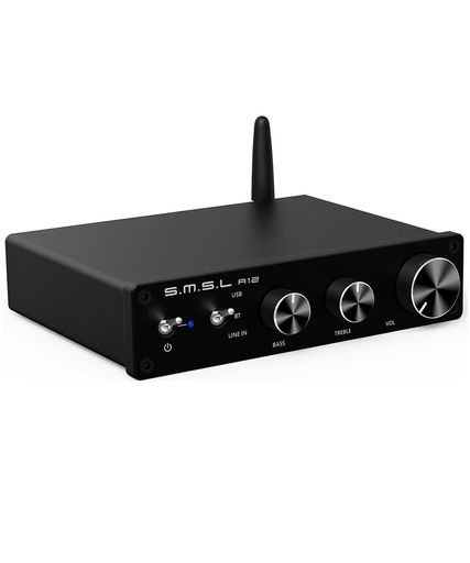 S.M.S.LA12オーディオアンプ、HiFi2チャンネル低音とトレブルコントロール付き、Bluetooth5.0ステレオクラスDパワーアンプ、Infineon-MA12070チップを搭載、家庭用パッシブスピーカーに適しています