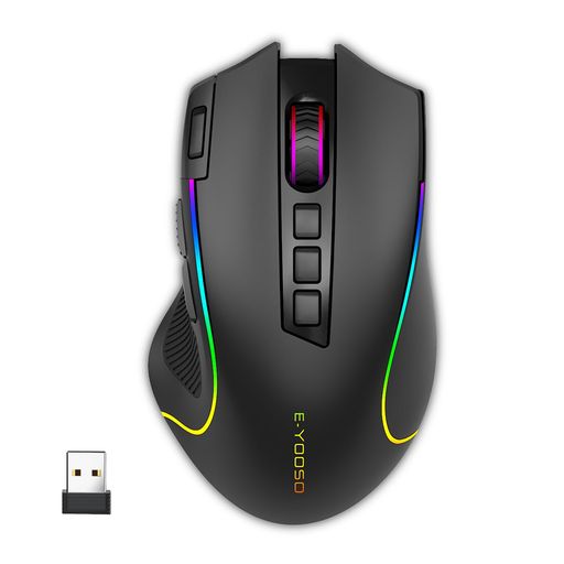 e元素2.4G/Bluetooth/USB有線ワイヤレスゲーミングマウスRGBバックライト付き9つプログラム可能なボタンマクロ記録サイドボタン付きDPI調整可能無線と有線の両対応マウスプロゲーマー用マウス