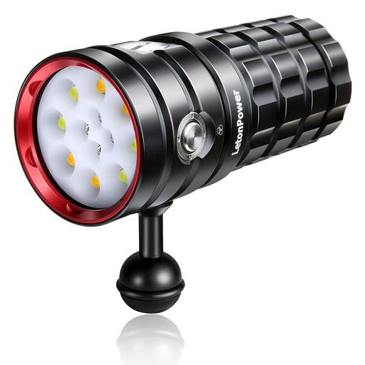 水中ライトダイビング、LetonPowerTSプロ13000Lumens水中120mダイビングライト、スキューバライト、Type-C充電水中カメラライトダイビングライト広角