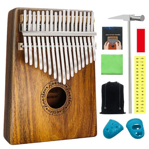 FINETHERカリンバ親指のピアノアフリカ楽器Kalimba17鍵のカリンバ手作り木製相思木木の色癒し音楽初心者入門用音楽手引き音階目盛り付属品調律器収納袋清潔な布