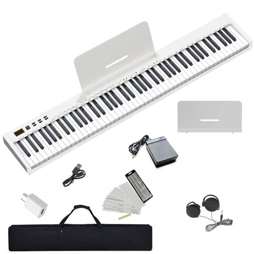 ニコマク NikoMaku 電子ピアノ 88鍵盤 SWAN-S 日本語表記 MIDI対応 コンパクト 軽量 スリムデザイン 充電型 初心者 スタンド ソフトケース ペダル 練習用イヤホン 鍵盤シール 日本語説明書付き (…|HiT Creations