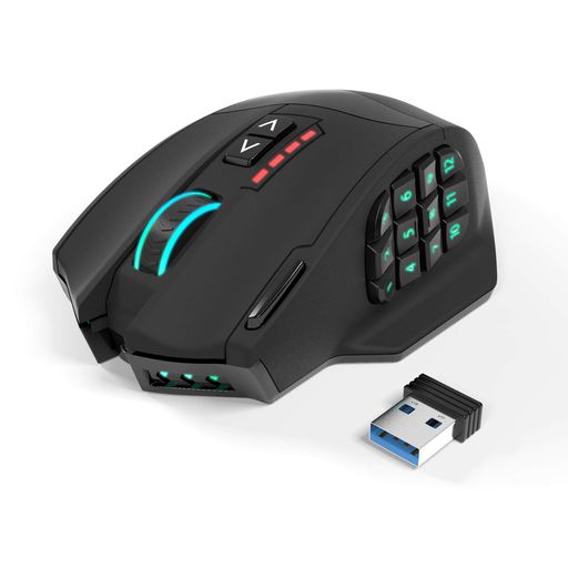 GamspeedMMOゲーミング無線電話マウスラグフリーワイヤレスゲーミングマウス、16000DPI1000サイクルポーリング割り合い2.4GHz5度合いDPI可合わせる16個の放送番組能力のあるな名取り草、パーム