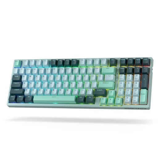 LTCNimblebackNB98195%ワイヤレスメカニカルキーボード、2.4G/BT/USB-C有線RGB98キーゲーミングキーボード、3層ダンパー、ホットスワップPCB、ソフトウェアサポート、カスタムリニアスイッチ