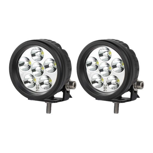 バイク補助灯LED丸型狭角18W1800ルーメンバックランプ白光オフロードサーチライトノイズレス対策品12v24v兼用防水2個【Lightronic】